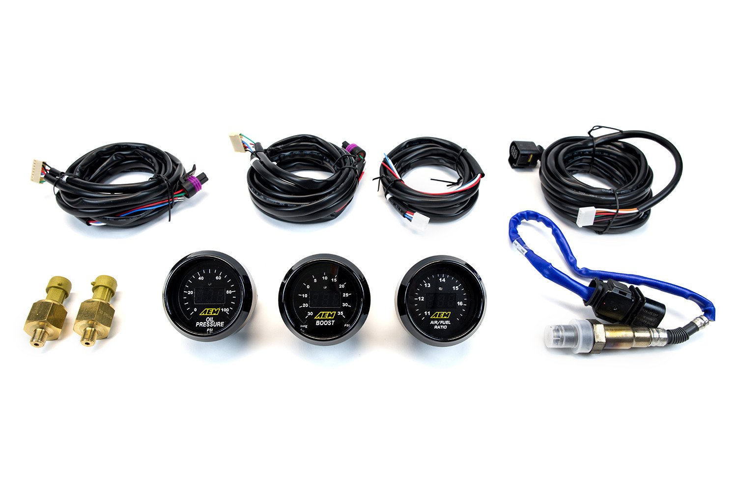 AEM 3-Gauge Combo 52mm UEGO Wideband A/F Ratio + Oil Pressure +